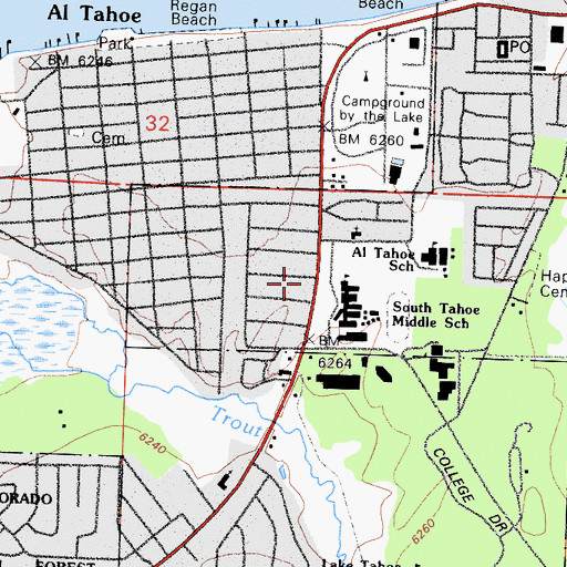 Topographic Map of South Lake Tahoe Fire Department Station 2, CA