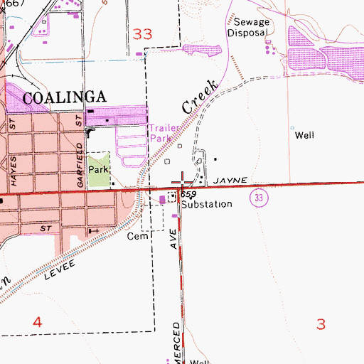 Topographic Map of Fresno County Fire Protection District Coalinga, CA