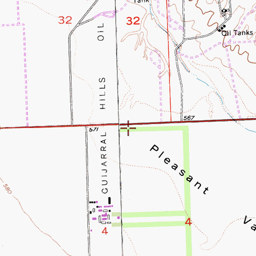 Topographic Map of Pleasant Valley State Prison Fire Department, CA