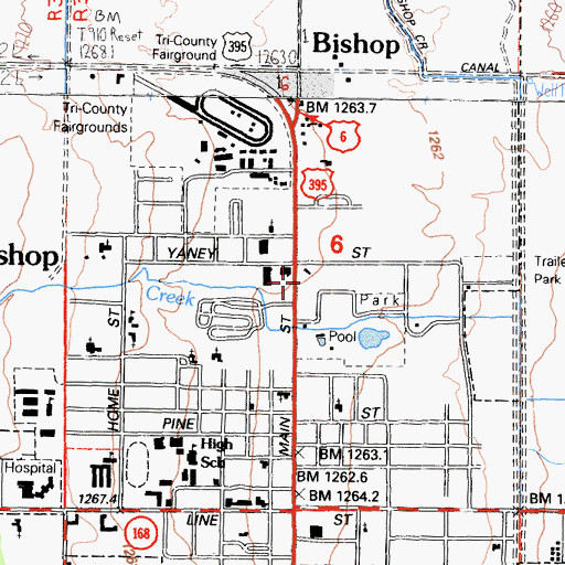 Topographic Map of United States Forest Service White Mountain Ranger Station, CA