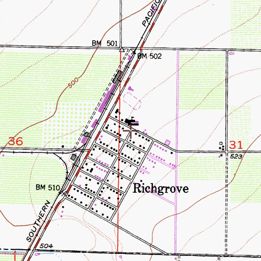 Topographic Map of Tulare County Fire Department Battalion 2 Richgrove Fire Station 10, CA