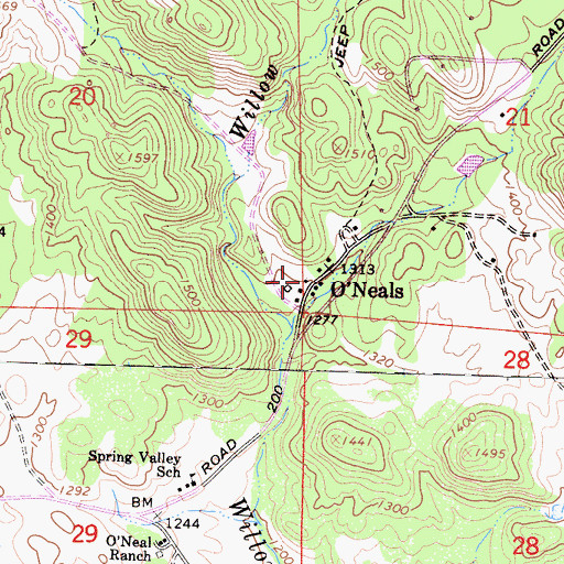 Topographic Map of Madera County Fire Department Station 17 O'Neals Volunteer Fire Department, CA