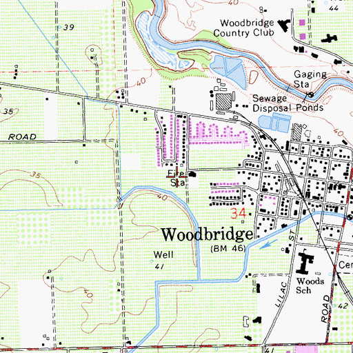Topographic Map of Woodbridge Fire Protection District Station 1, CA