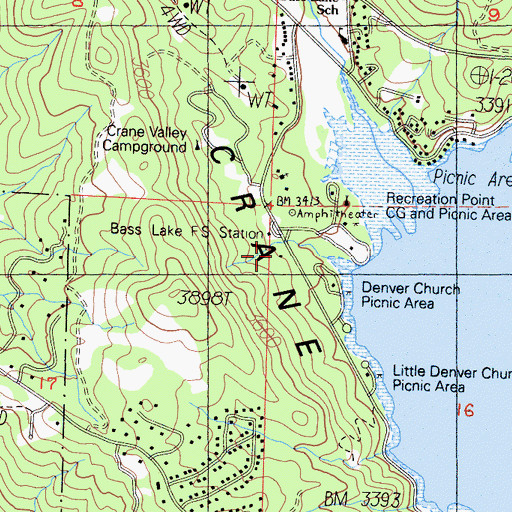 Topographic Map of Department of Forestry and Fire Protection Bass Lake Station, CA