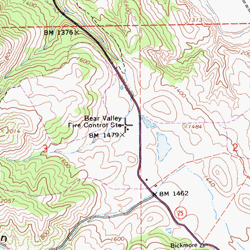 Topographic Map of Department of Forestry and Fire Protection Bear Valley Fire Station, CA