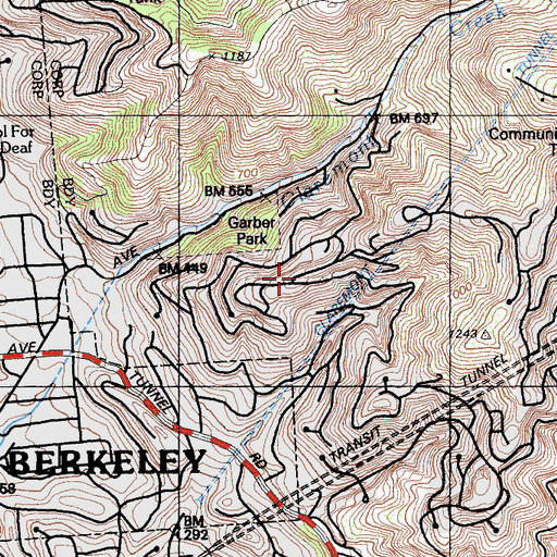 Topographic Map of Oakland Fire Department Station 7, CA