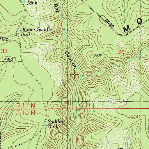 Topographic Map of Big Canyon, AZ