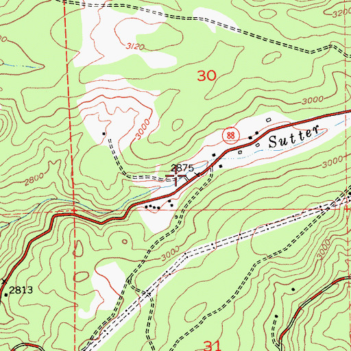 Topographic Map of Amador Fire Protection District Station 112, CA
