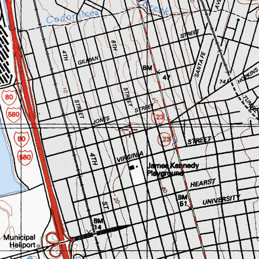 Topographic Map of Berkeley Fire Department Station 6, CA