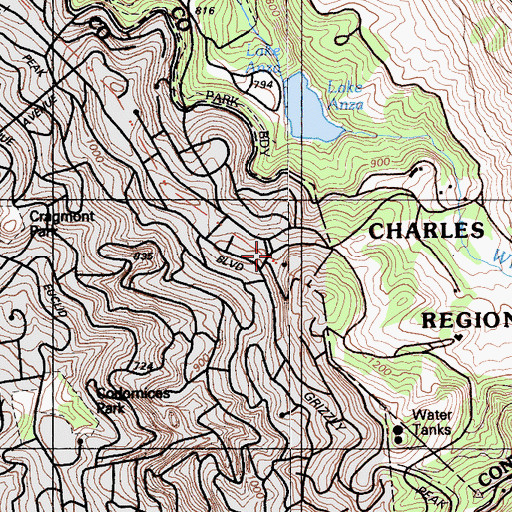 Topographic Map of Berkeley Fire Department Station 7, CA