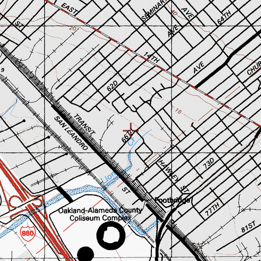 Topographic Map of Oakland Fire Department Station 29, CA