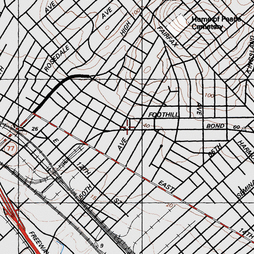 Topographic Map of Oakland Fire Department Station 18, CA