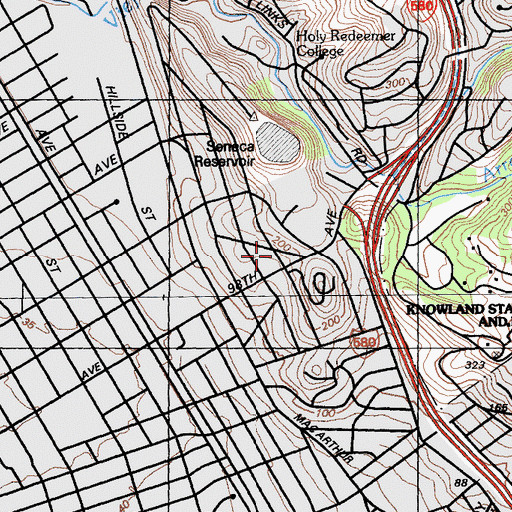 Topographic Map of Oakland Fire Department Station 26, CA