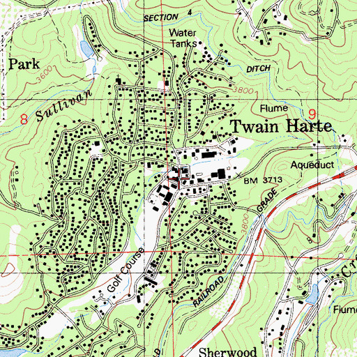 Topographic Map of Twain Harte Community Services District Fire and Rescue Division, CA