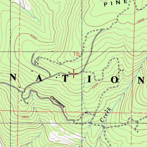 Topographic Map of Pine Ridge Volunteer Fire Department, CA