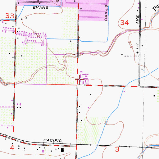 Topographic Map of Tulare County Fire Department Battalion 1 Visalia Fire Station 1, CA