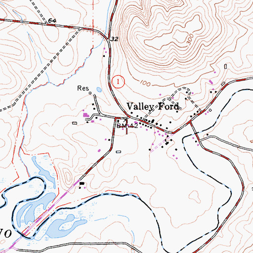 Topographic Map of Valley Ford Volunteer Fire Department, CA