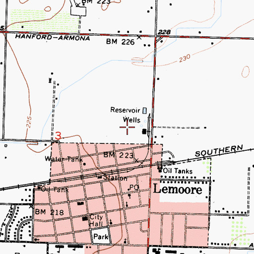 Topographic Map of Lemoore Volunteer Fire Department North Side Station, CA