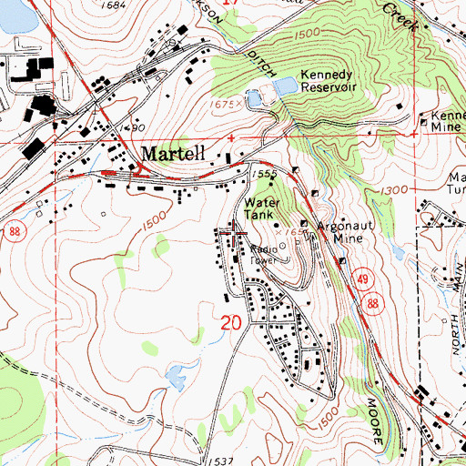 Topographic Map of Jackson City Fire Department Station 132, CA