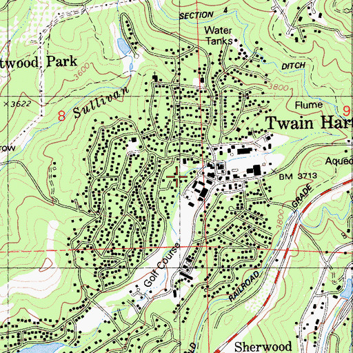 Topographic Map of Department of Forestry and Fire Protection Twaine Harte Forest Fire, CA