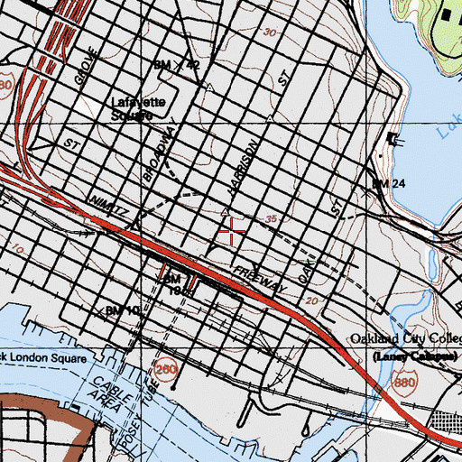 Topographic Map of Oakland Fire Department Station 12, CA