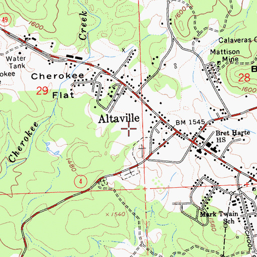 Topographic Map of City of Angels Fire Department Station 2, CA