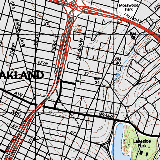 Topographic Map of Oakland Fire Department Station 15, CA