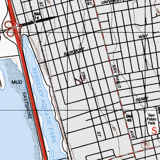 Topographic Map of Berkeley Fire Department Station 1, CA