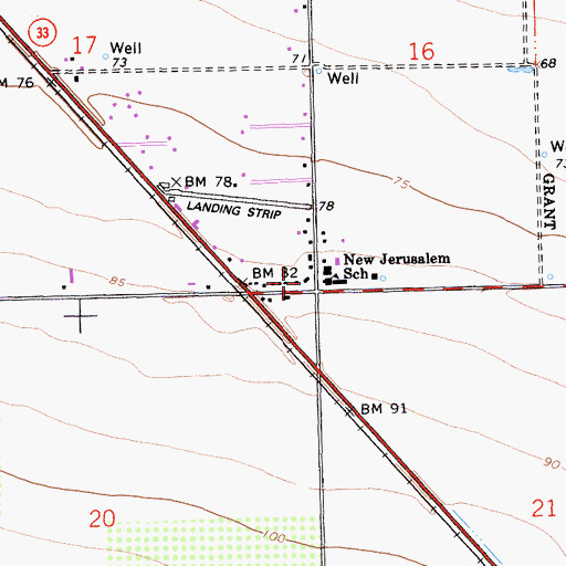 Topographic Map of Tracy Fire Department Station 93, CA
