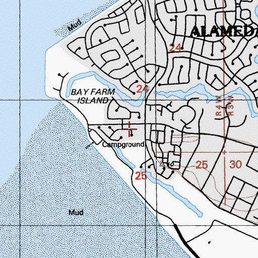 Topographic Map of Alameda City Fire Department Station 4, CA