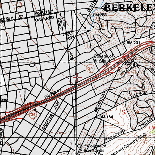 Topographic Map of Oakland Fire Department Station 19, CA