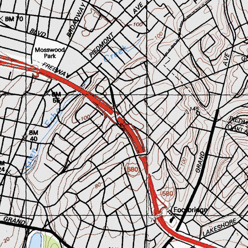 Topographic Map of Oakland Fire Department Station 10, CA