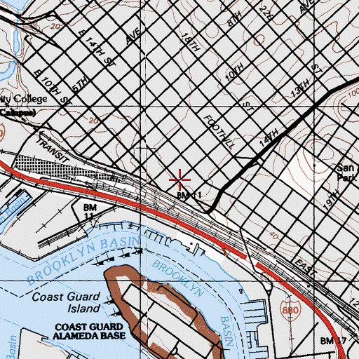 Topographic Map of Oakland Fire Department Station 4, CA