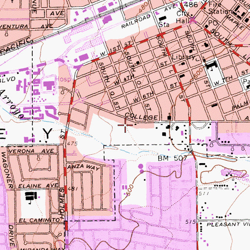 Topographic Map of Alameda County Fire Department Station 8, CA