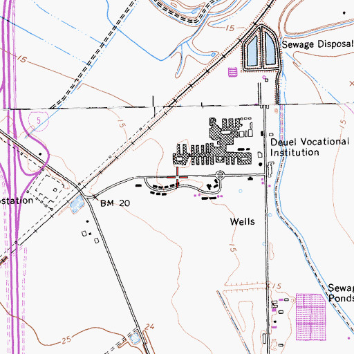 Topographic Map of Deuel Vocational Institution Fire Department, CA