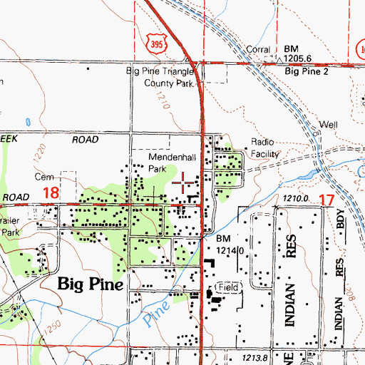 Topographic Map of Big Pine Fire Department, CA
