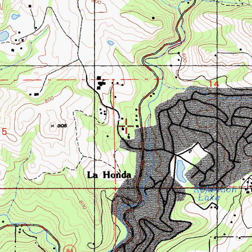 Topographic Map of La Honda Fire Brigade, CA