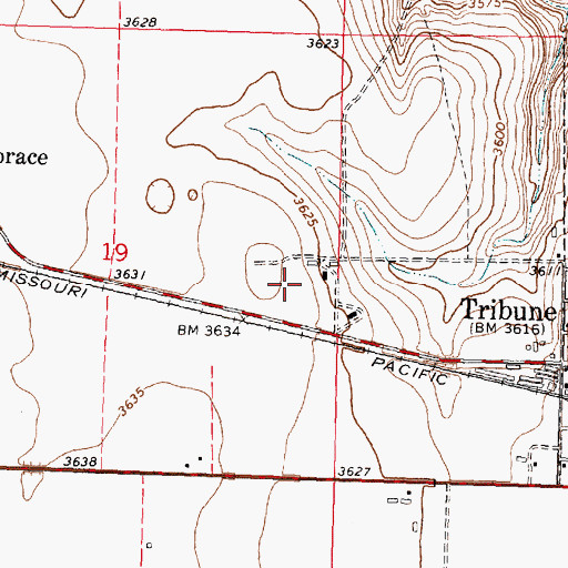 Topographic Map of Kansas State University Southwest Research Extension Center Tribune, KS