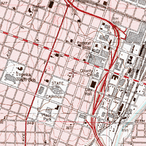 Topographic Map of Jayhawk Tower, KS