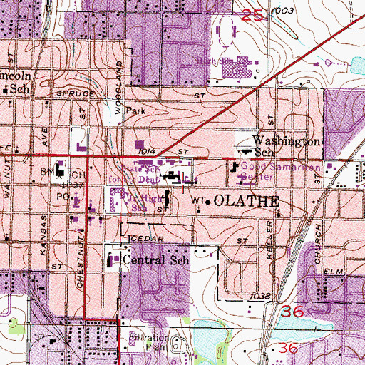 Topographic Map of Kansas State School for the Deaf Arthur L Roberts Academic Building, KS