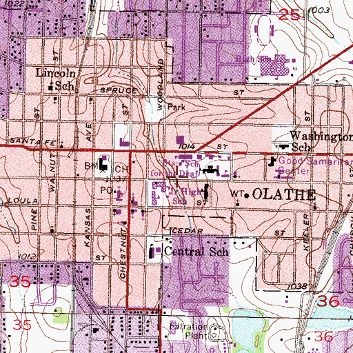 Topographic Map of Kansas State School for the Deaf Life Skills Training Center, KS