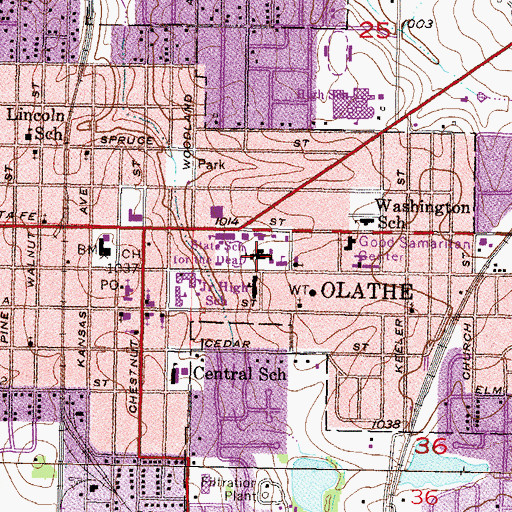 Topographic Map of Kansas State School for the Deaf Stanley D Roth Administration Building, KS