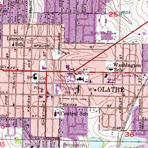 Topographic Map of Kansas State School for the Deaf Vocational Building, KS