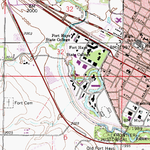 Topographic Map of Fort Hays State University Akers Energy Center, KS