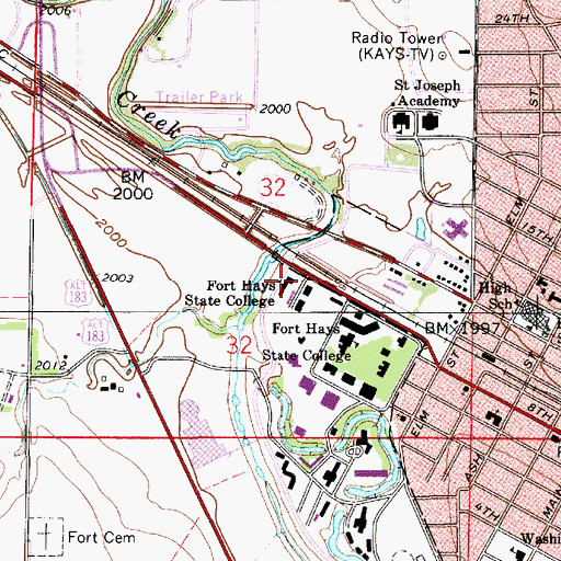 Topographic Map of Fort Hays State University C A Witt Building, KS