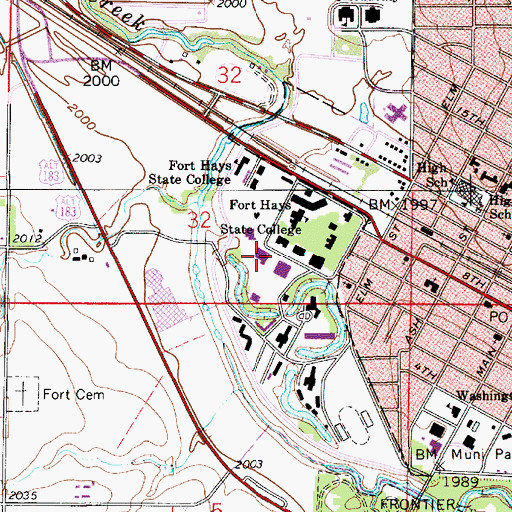 Topographic Map of Fort Hays State University Malloy Hall, KS