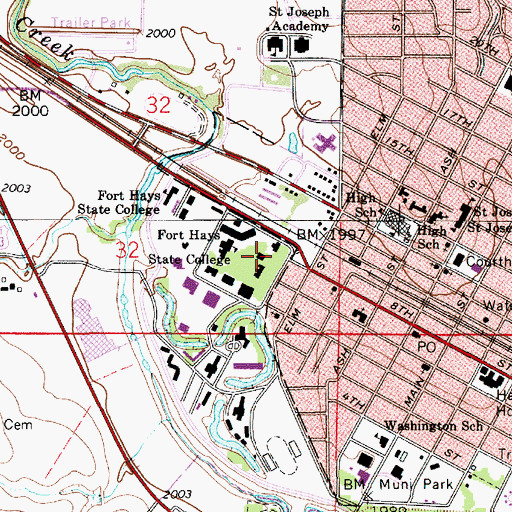 Topographic Map of Fort Hays State University Martin Allen Hall, KS