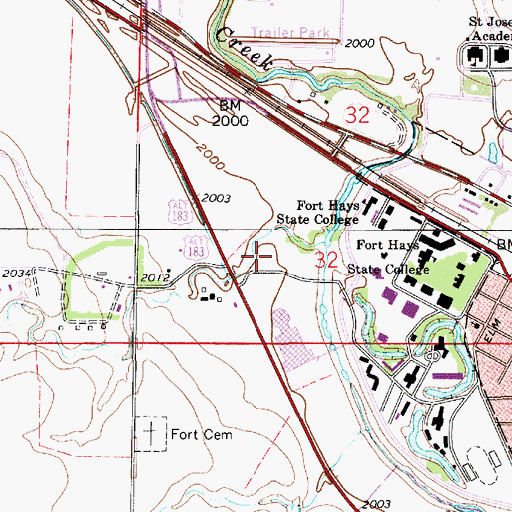 Topographic Map of Fort Hays State University Robbins Center, KS