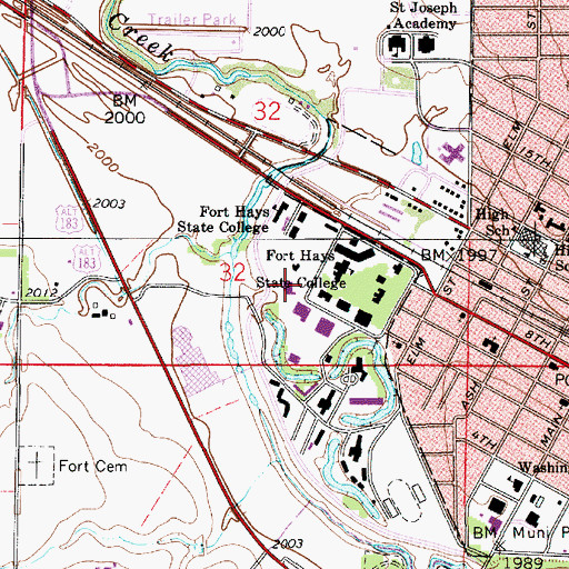 Topographic Map of Fort Hays State University Stroup Hall, KS