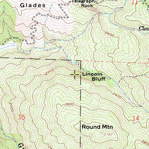 Topographic Map of Lincoln Bluff, CA